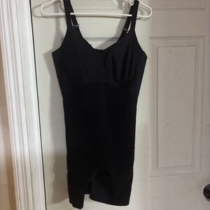 Honeylove Mid Thigh Sleeveless Bodysuit Womens Large Black Slimming Shapewear